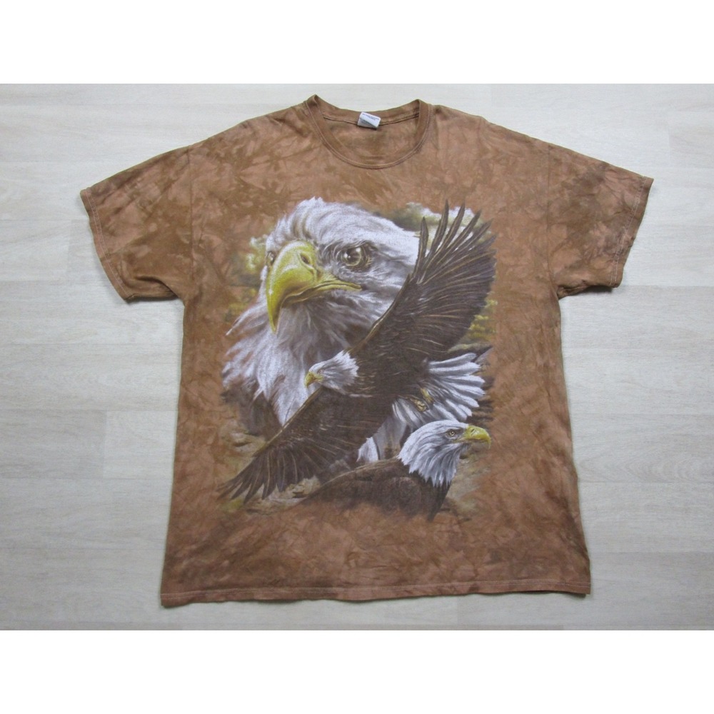 Vintage 90s Bald Eagle T Shirt Men's (XL) AOP Tie Dye Nature Outdoor America